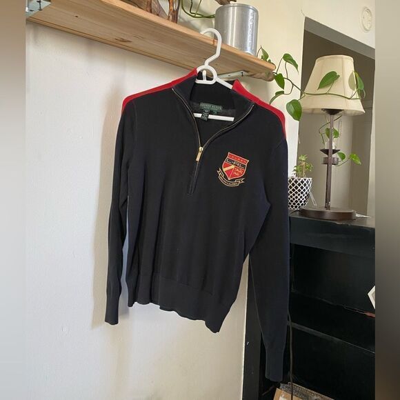 Ralph Lauren Black Quarter Zip Pullover - Picture 1 of 9